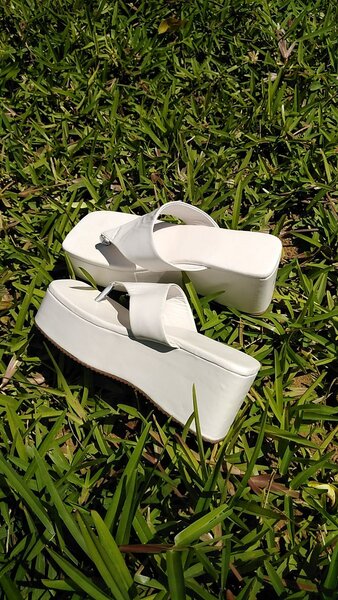 White platform sandals