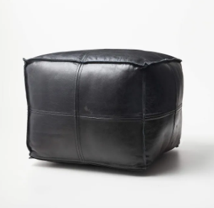 Italian ottoman Leather Pouf