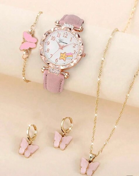 Montre papillon rose élégante