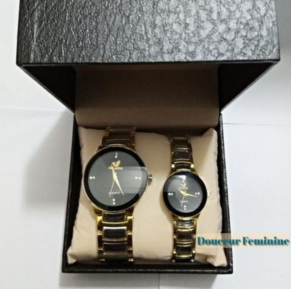 Orlando Montres Couplées Unisexe - Cadran Analogique - Noir-argent-Or