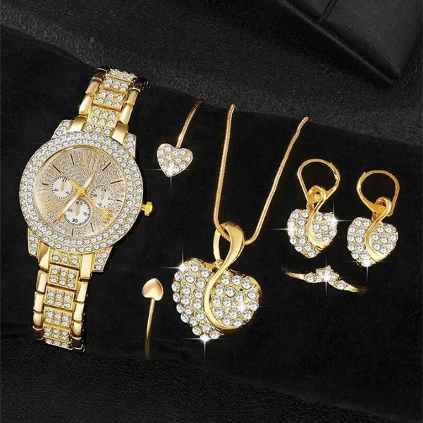 Ensemble Montre et Bijoux Dorés
