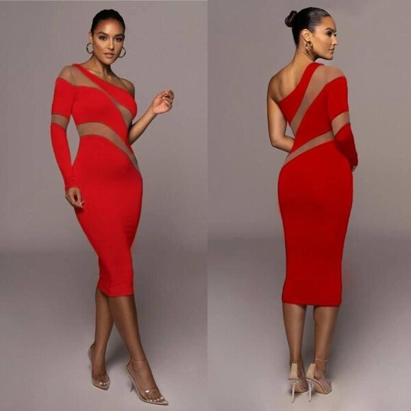 Robe rouge élégante en maille