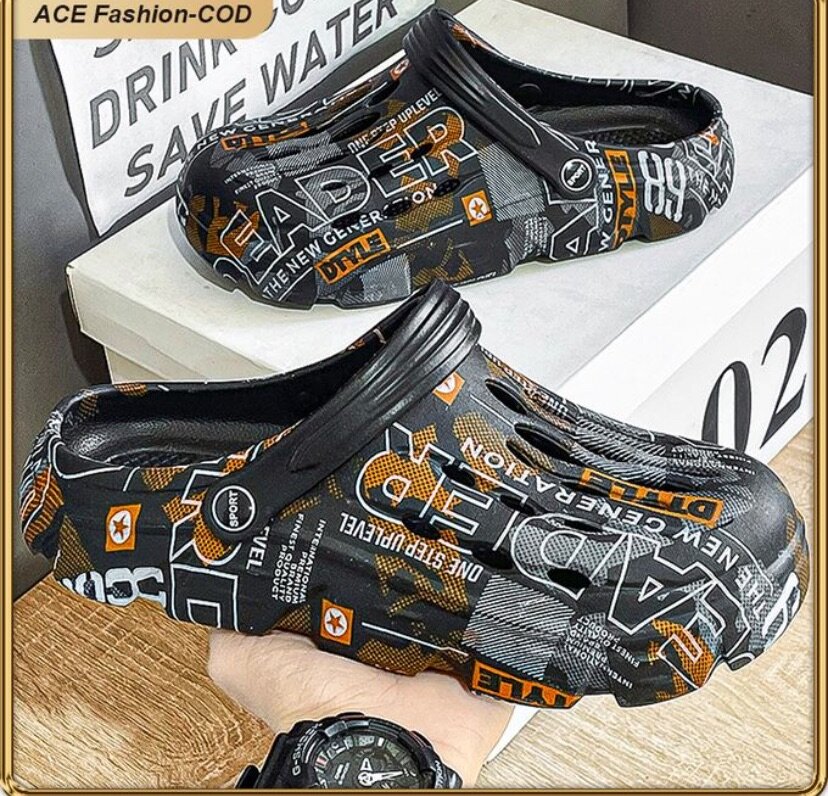 Men's Printed Breathable Clogs, Lightweight Slip-On Sandals