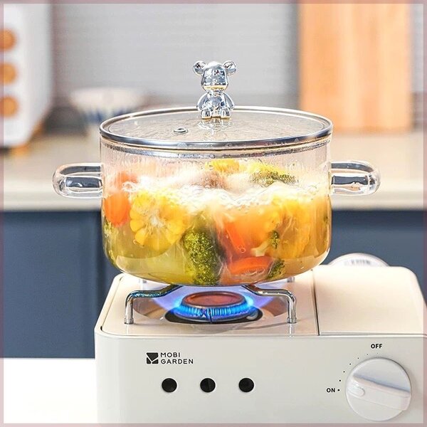 Borosilicate glass saucepan