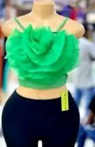 Chic vintage gauze corset, bustier, T-shirt with three-dimensional flowers