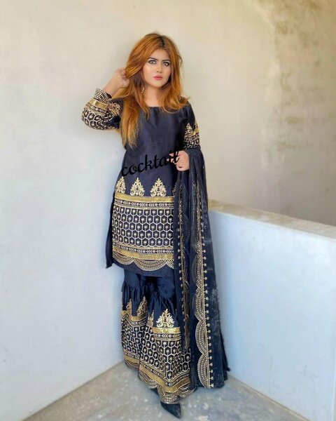 Shirt Fabric: Shamoz Silk   Pattern: Sequins Embroidered