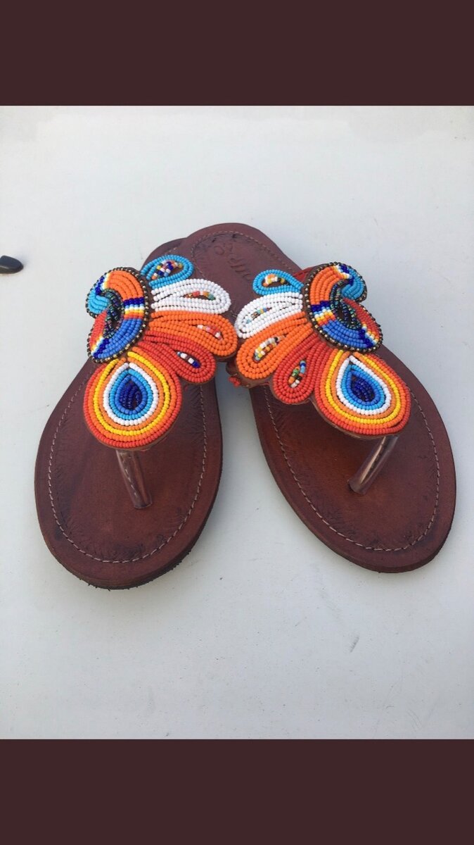 African beaded slippers