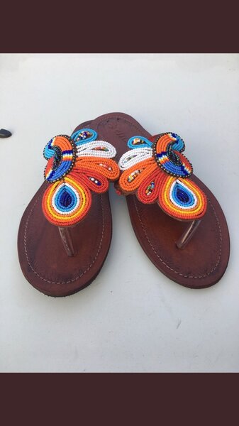 African beaded slippers