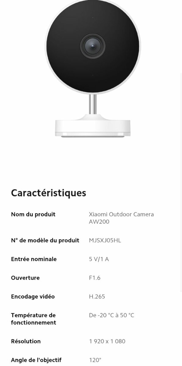 Caméra Extérieure Xiaomi AW200