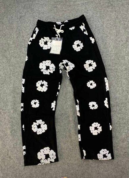 Pantalon floral noir décontracté