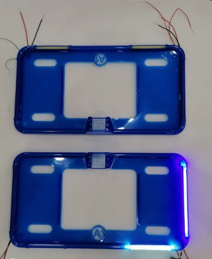2Pcs Car Number Plate Frame With Neon Lights & Camera Fitting