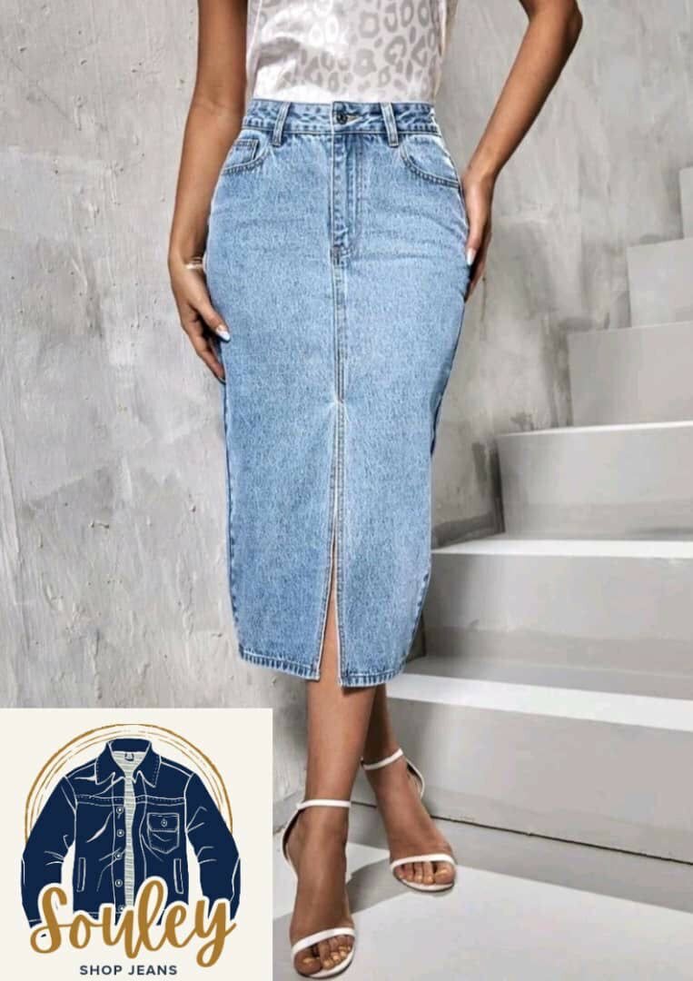 Jupes en jeans avec fentes pour femme