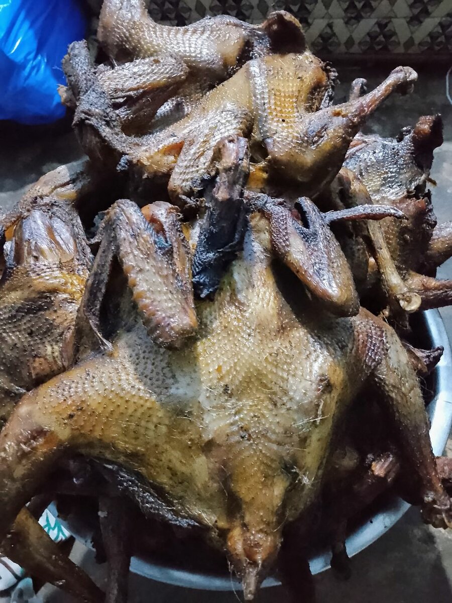 (Poulet )pondeuse fumé