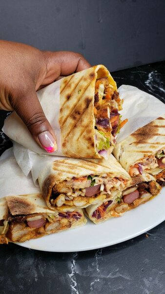 Chawarma, fromage, Frites