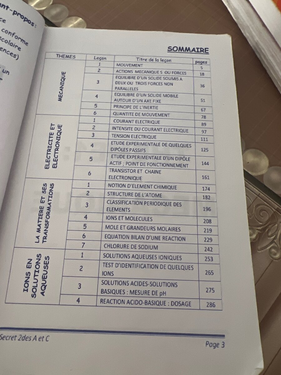 Physics Chemistry 2nde