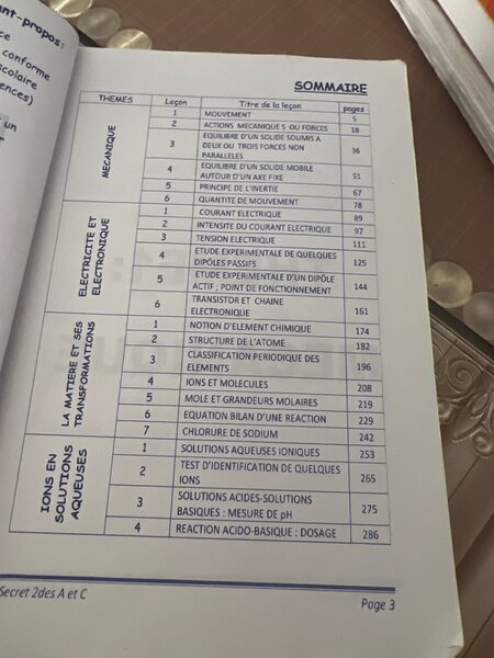 Physics Chemistry 2nde