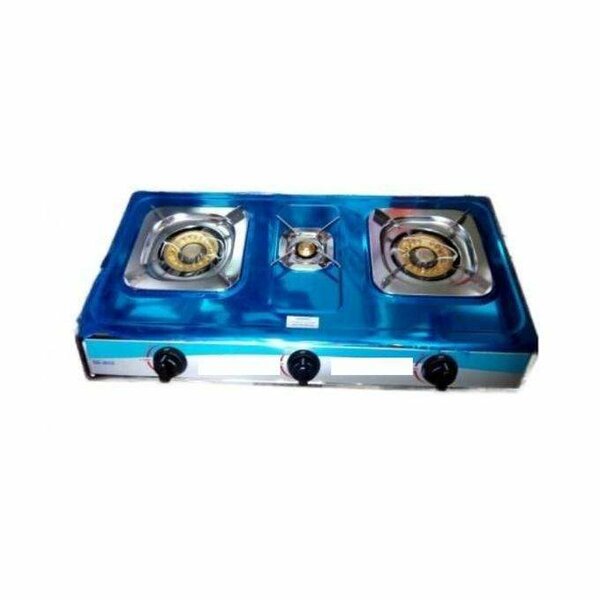 cuisinière à gaz à trois brûleurs en acier inoxydable et un