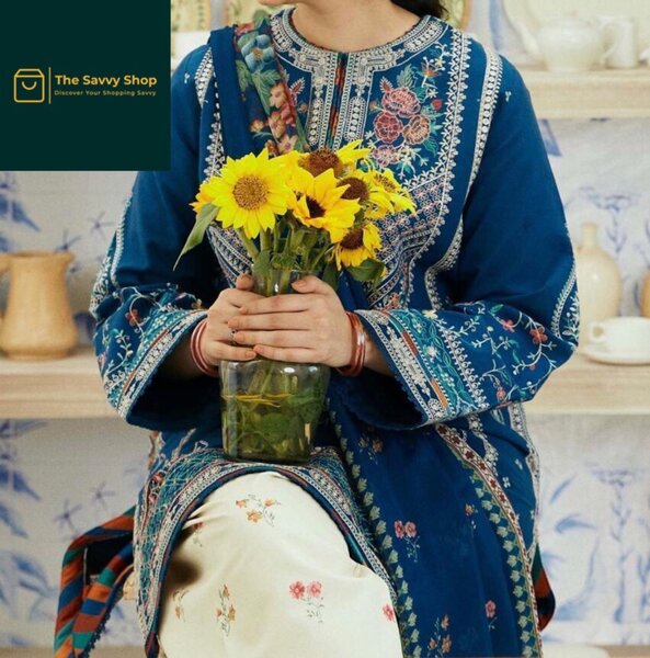 Women unstitched embroidered suit