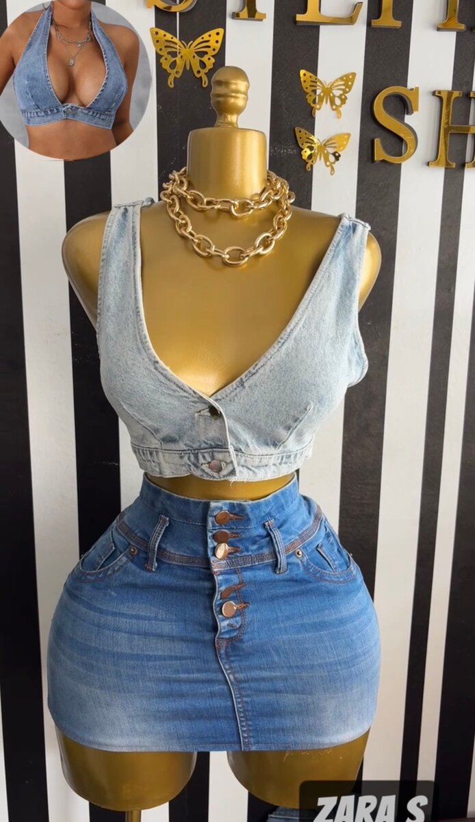 Ensemble top jupe denim