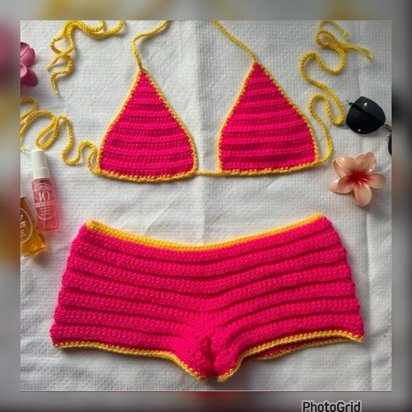 Bikini crochet coloré