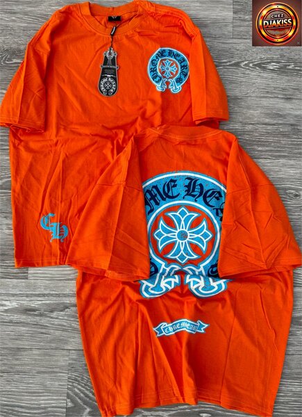 T-shirt orange à motif graphique