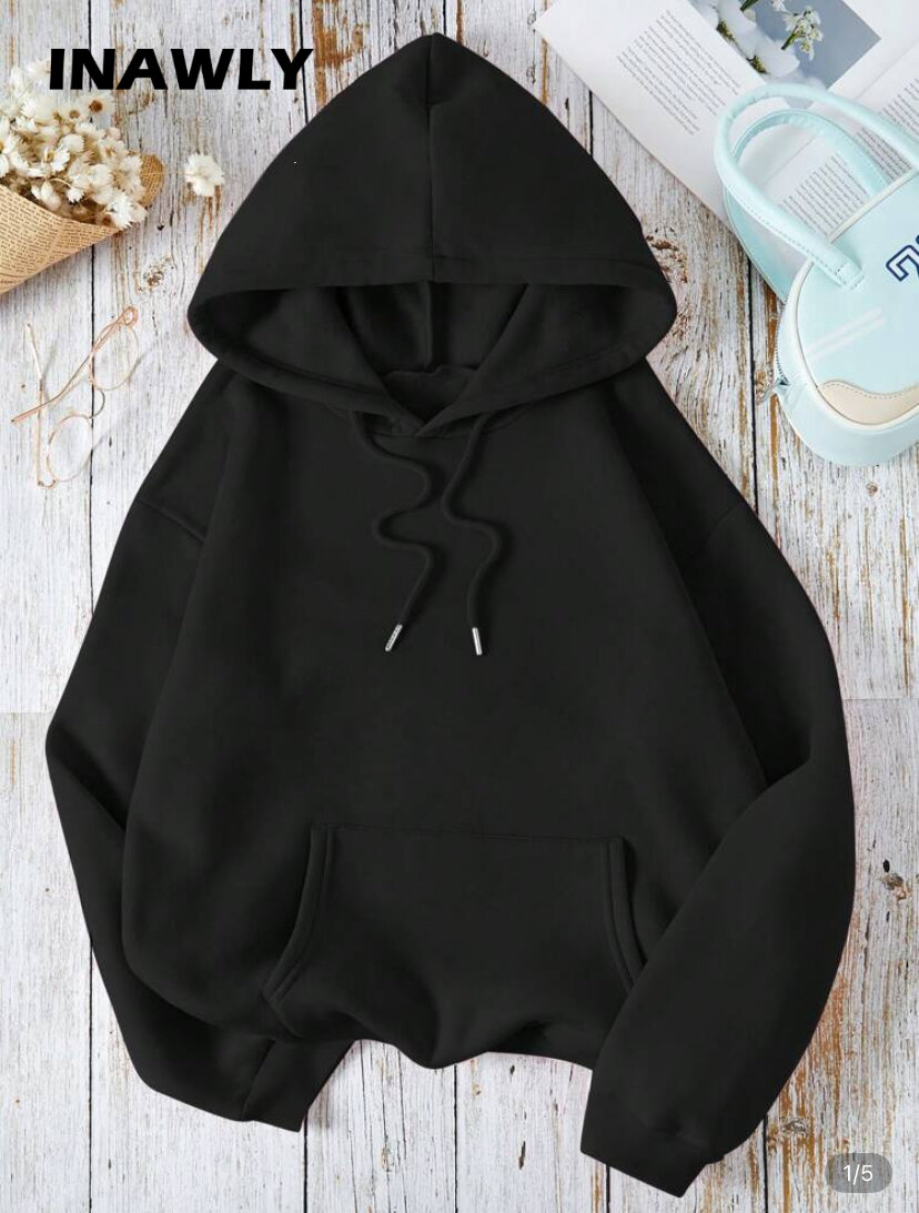 Sweat à capuche noir décontracté