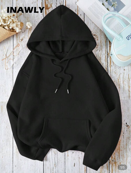 Sweat à capuche noir décontracté
