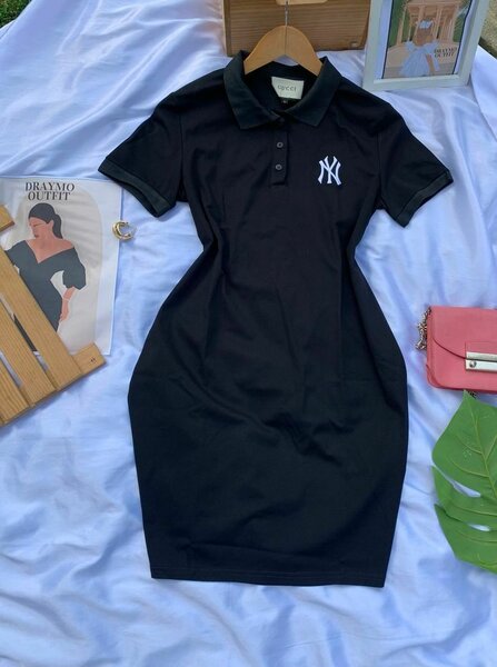 Antigua Black New York Yankees Play Through Polo Dress