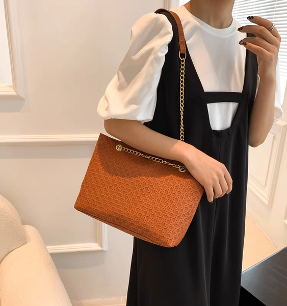 Sac à main à texture légère marron