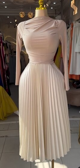 Charming women's dress color beige