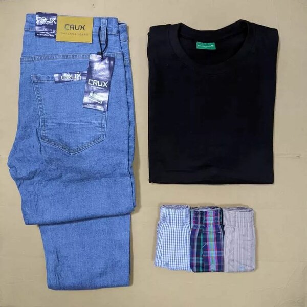Men's set:jeans, T-shirt and underpants(3 pcs)
