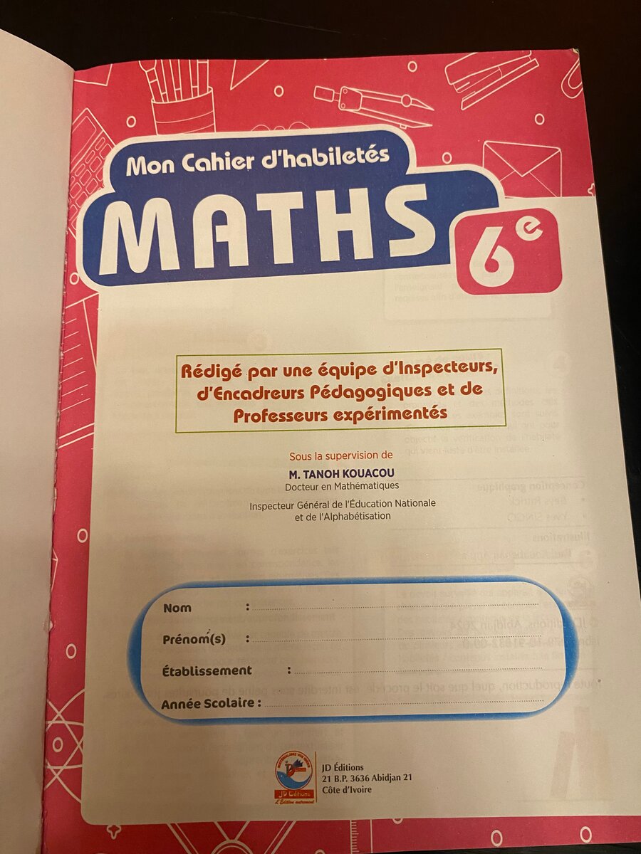 Cahier de Mathématiques 6e