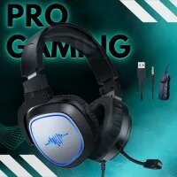RGB GAMELITE Headset, Bass Surround and Noise Cancelling with Flexible Mic, 3.5mm Wired Adjustable Over-Ear Headphones for Xbox One, PS4, PS5