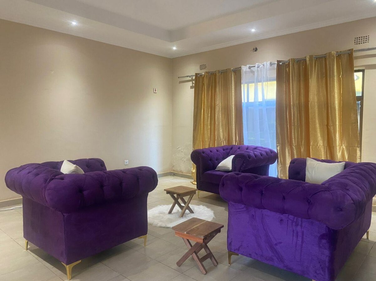 Purple 3 piece sofa set (2* 1 seaters, 1*2 seater)