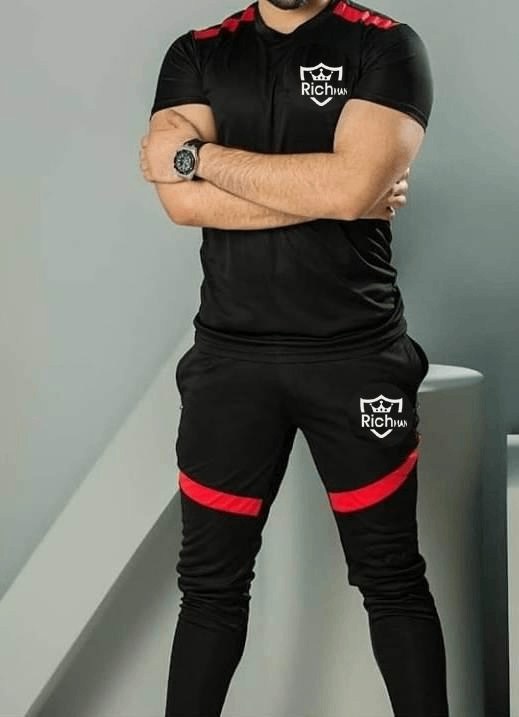 2 pcs men's stiched polyester Printed tracksuit