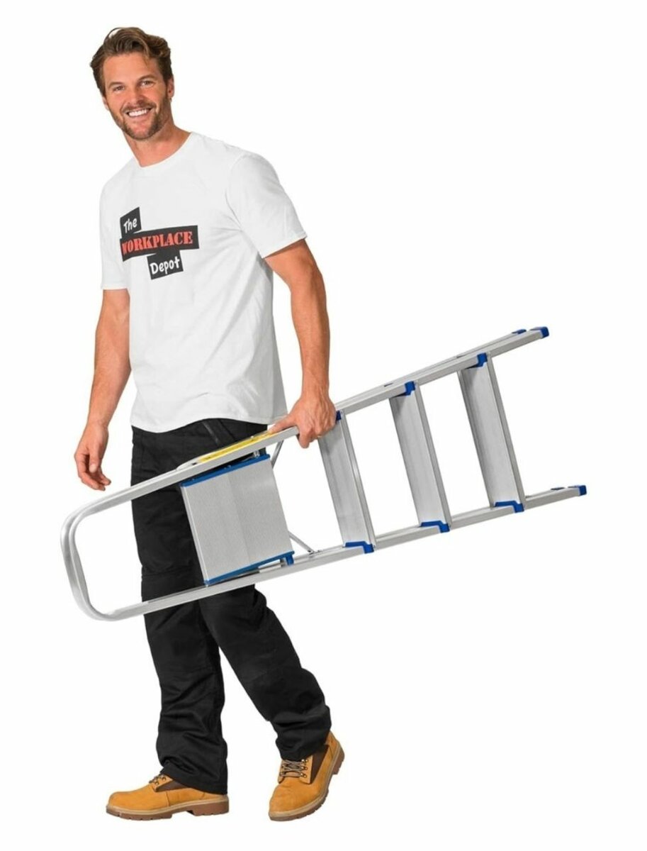 ALUMINUM STEP LADDER LIGHTWEIGHT PORTABLE WITH 5 STEPS (L35