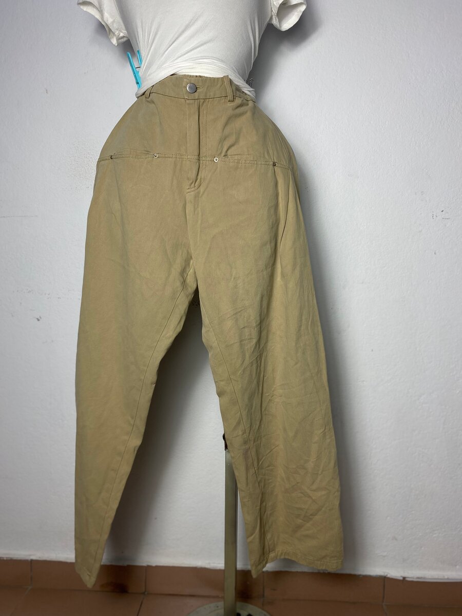 Pantalon beige femme décontracté