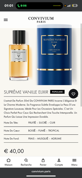 Parfum Vanille Suprême Elixir