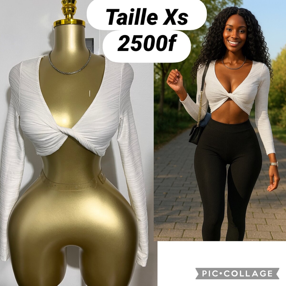 Top court blanc noué