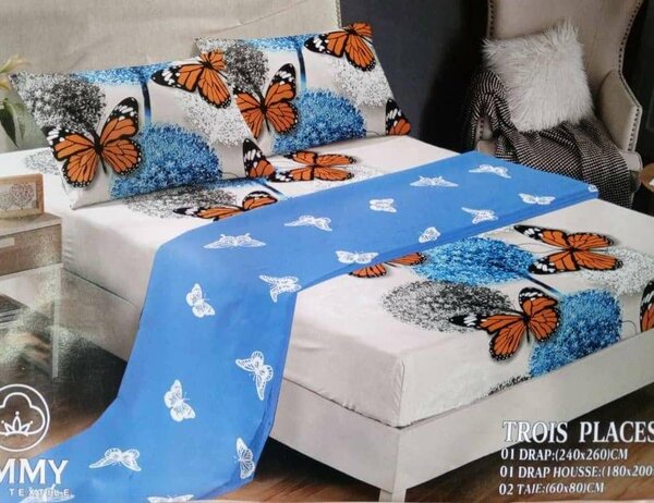Draps housse 1 couverture 2 taies d'oreillers
