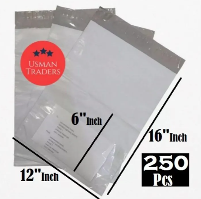 250 Pcs E - Commerce Large Courier Flyers Bags 12 x 16 + 2 Inches