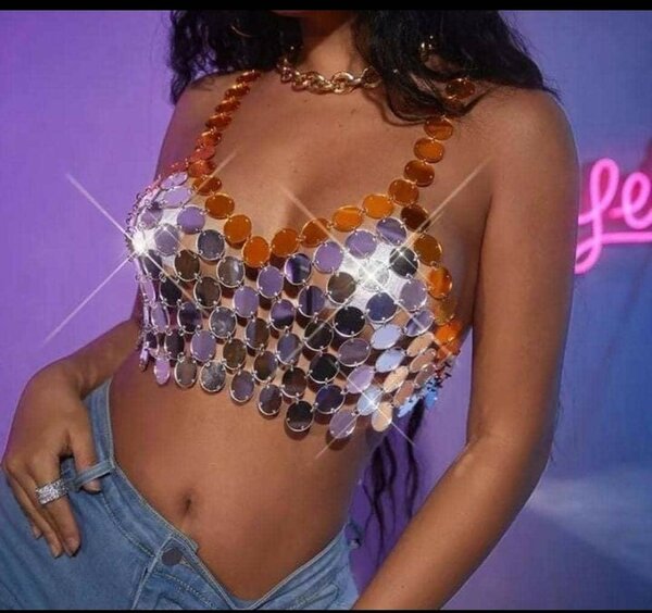 Top Femme Sexy Glitter Sequin