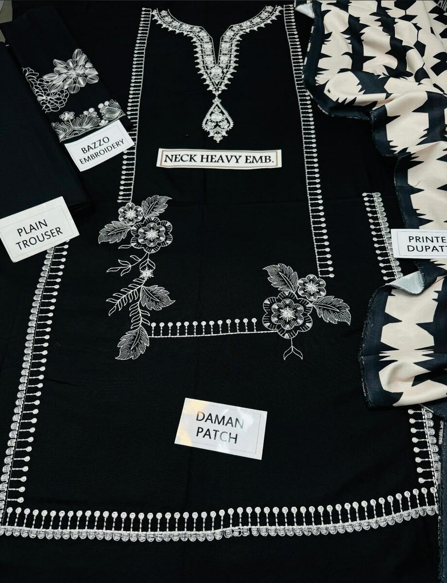 3pc unstitched embroidery suit