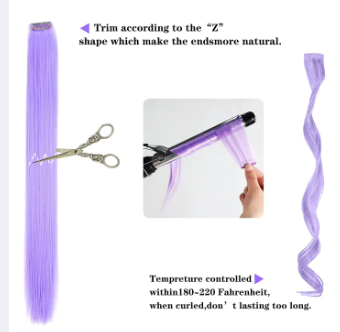 Hair Extensions Clip In Neon Hair Extension Hairpieces Party Highlights Synthetic Halloween Hair Accessories Colored Straight Extension Clip Ins for Kids Girls 22" 1pcs