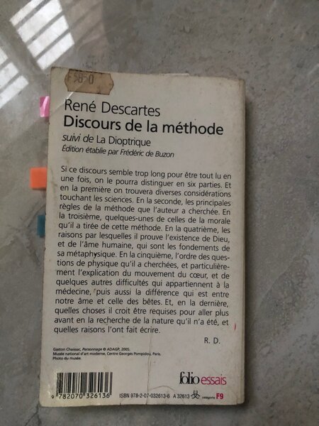 DISCOURS DE LA MÉTHODE de R. DESCARTES