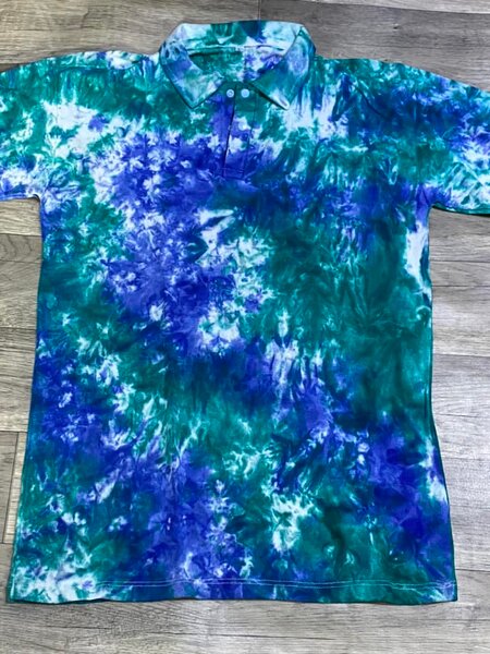 Polo pour hommes, bleu-vert, taille L.