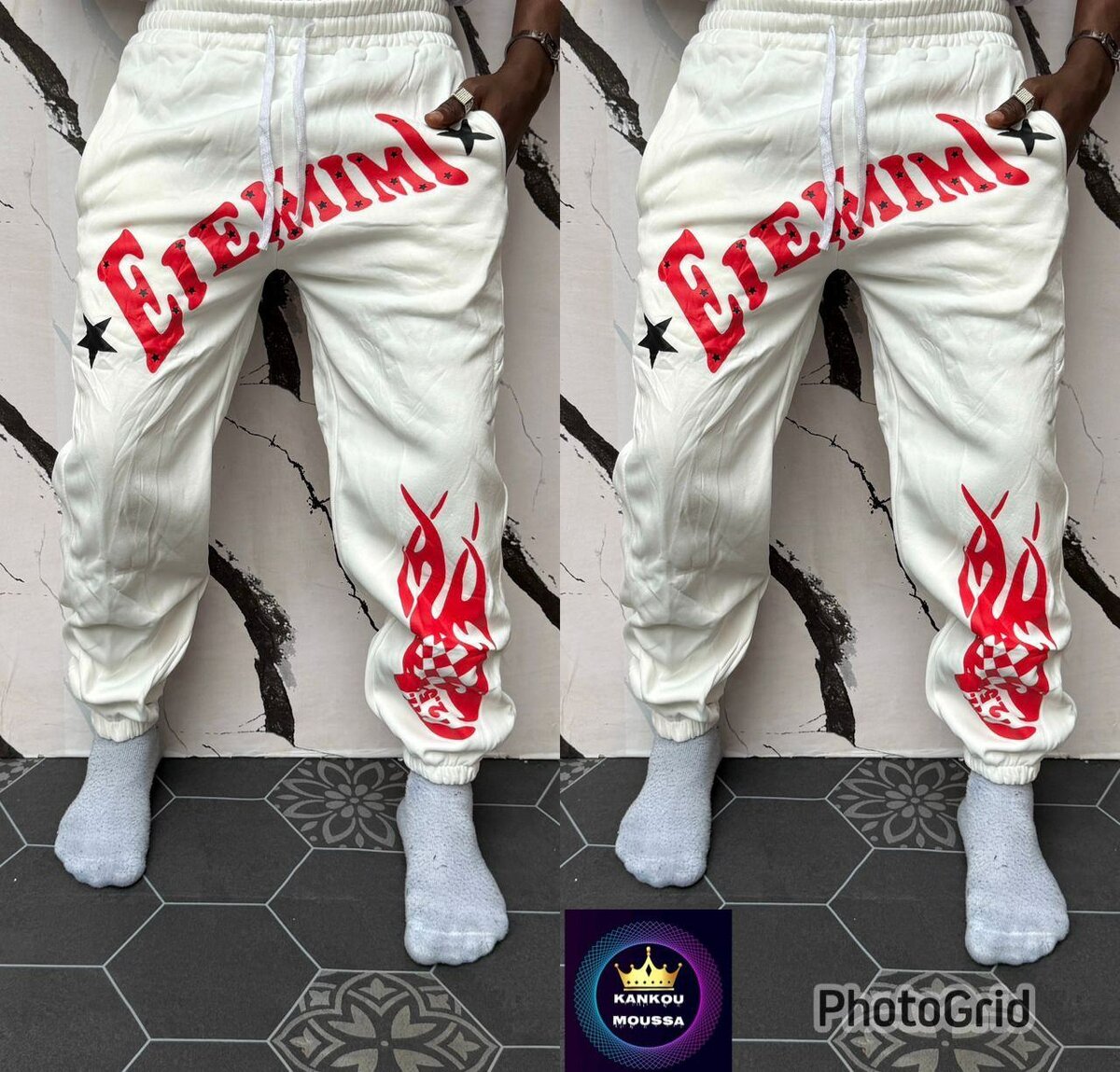 Pantalon blanc streetwear