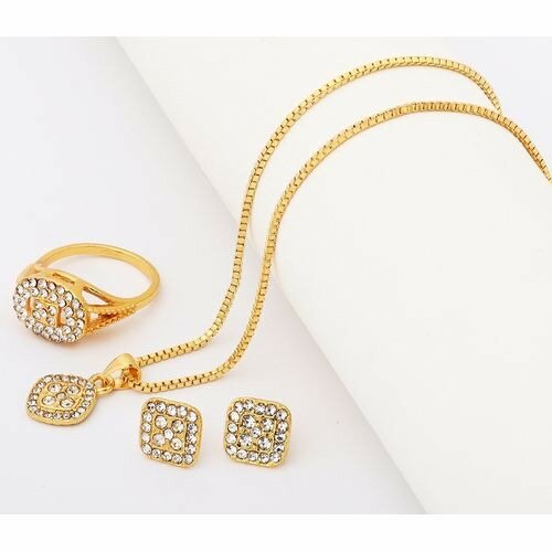 Jewelry set full inlaid zircon zinc alloy pendant necklace d