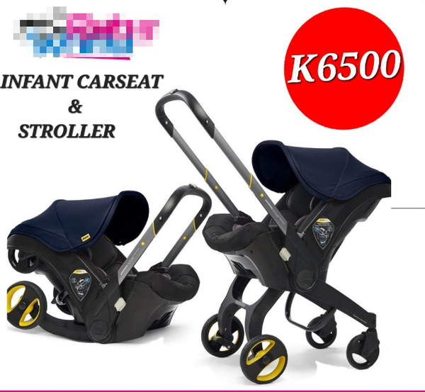 black stroller + car seat