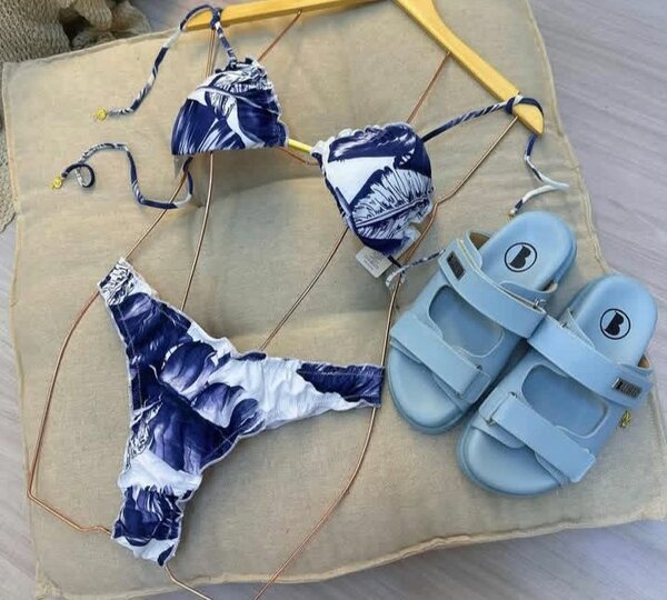 Bikini Bleu à Motifs Marins